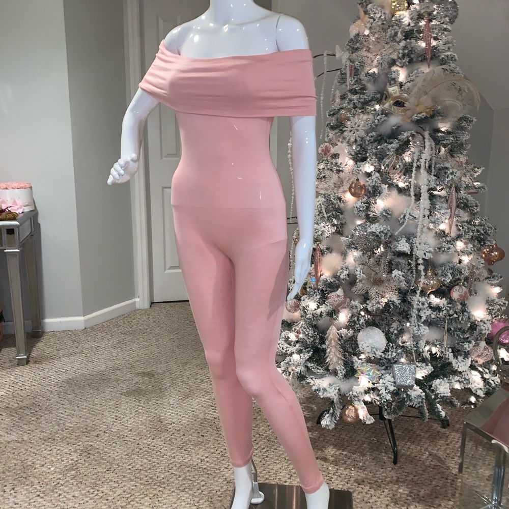Pink Off the shoulder jumpsuit
